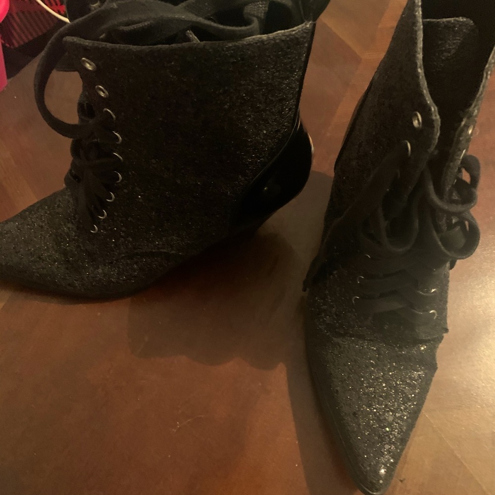 Black sparkly ankle boots